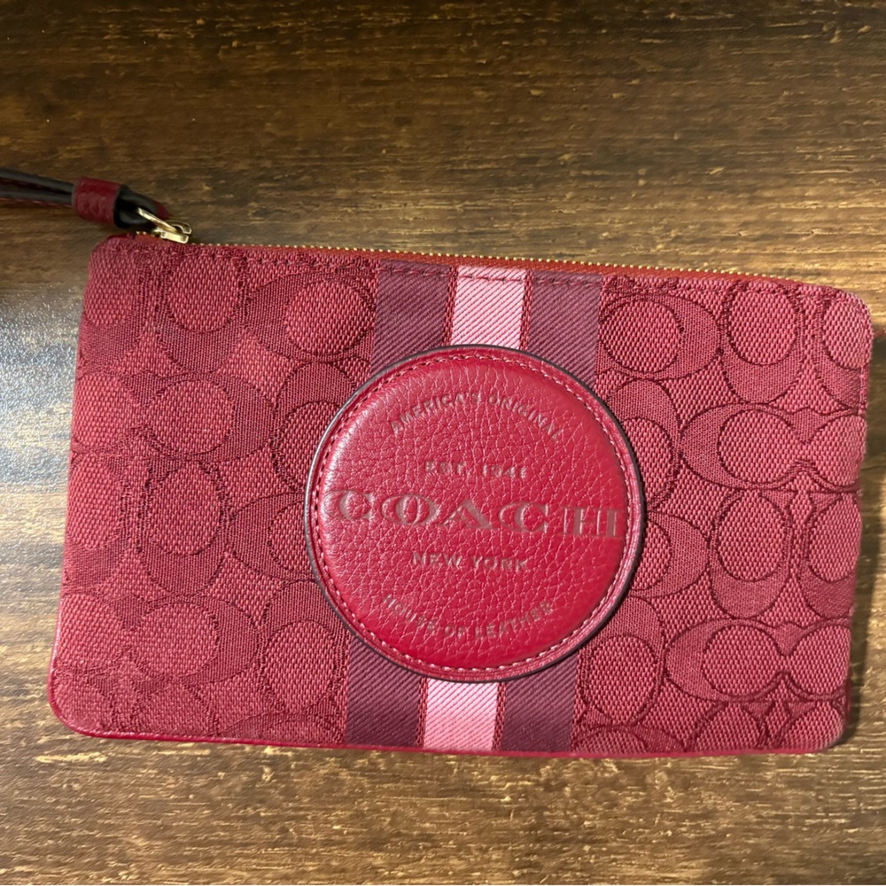 Coach Signature Red and Pink Clutch